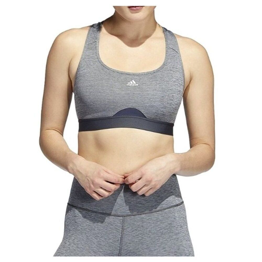 Adidas Women's Sports Bra M Grey  Powerreact Training Medium Support Workout Gym